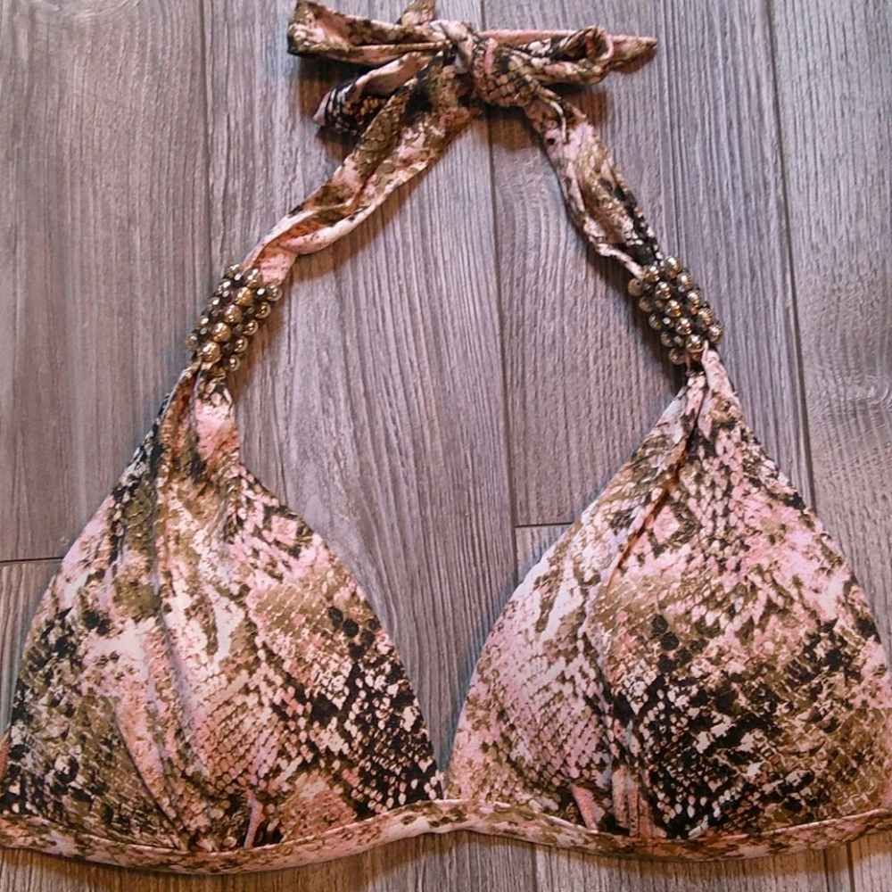 Jennifer Lopez Snakeskin Patterned Bikini Top